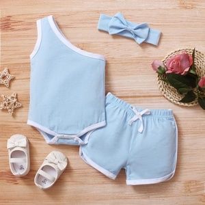 3-piece Romper & Headband & Shorts for Baby Girl